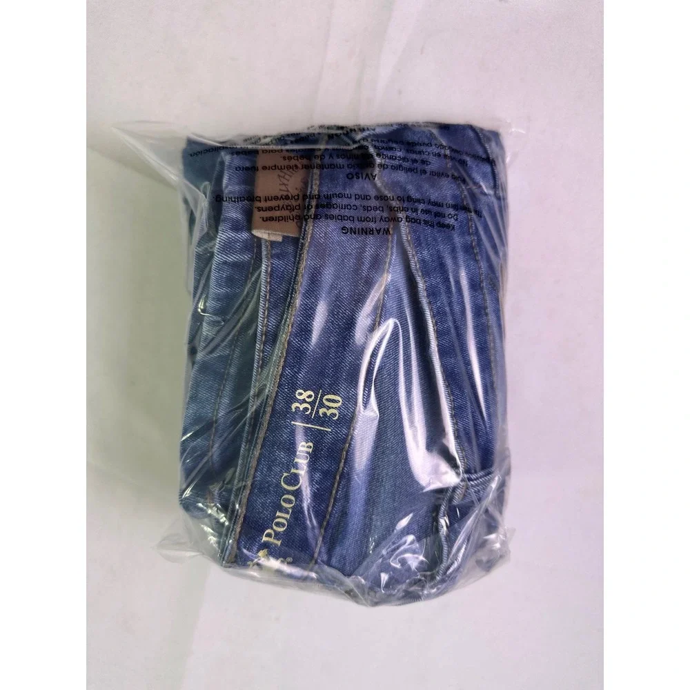 Beverly Hills Polo Club Men's Jeans Blue Acid Wash‎ Whiskered Straight Leg 38x30